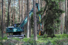 Forstmaschine mit Kran in Kiefernwald