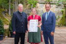 (v. l.) Dr. Michael Karrer, Referatsleiter im Landwirtschaftsministerium, Maier Franziska, Egglham, Baumschule, Volker Stewens, Bund deutscher Baumschulen, Landesverband Bayern e. V.
