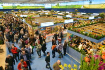 Blick in die Bayernhalle der Grünen Woche in Berlin mit all den Ständen und Besuchern.