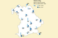 Bayernkarte mi den Niederschlagsabweichungen für Dezember 2021 und Januar 2022