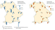 Die Grafik zeigt die mittleren Temperatur- und Niederschlagsabweichungen an den Waldklimastationen im Winter 2009/10.