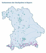 Bayernkarte mit Vorkommenspunkten der Stechpalme