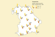 Mittlere Temperaturabweichungen für die Regionen Bayerns im Juni und Juli