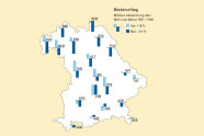 Abweichungen beim Niederschlag im April und Mai im Vergleich zum Referenzzeitraum 