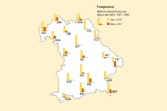Grafische Darstellung von Bayern zeigt die Absolute Abweichung der Lufttemperatur.