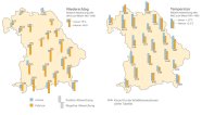 Die Grafik zeigt die mittleren Temperatur- und Niederschlagsabweichungen an den Waldklimastationen im Winter 2007/08.