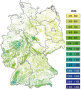 Jahresniederschlagssumme für die Waldfläche Deutschlands von 2071 bis 2100