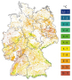 Jahresdurchschnittstem-peratur für die Waldfläche Deutschlands von 1950 bis 2000