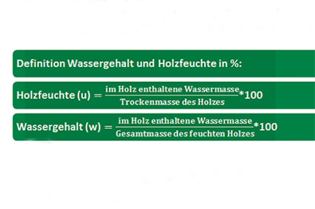 Definition Wassergehalt und Holzfeuchte in Prozent