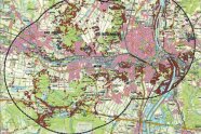 Karte von Rosenheim und Umgebung mit Kreisen eingezeichnet