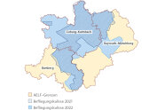Karte Oberfrankens mit Befliegungsgebiet Bamberg, Coburg-Kulmbach, Bayreuth-Münchberg