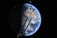 Zwei Satelliten kreisen um die Erde