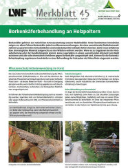 Titel eines Merkblattes mit grünem Kopf und zwei Abbildung von Fichtenholzpoltern. 