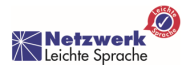 Blau[.]rotes Logo mit Schriftzug "Netzwerk leichte Sprache".