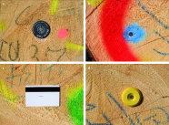 Verschiedene Transponderbauformen a) Disc, b) Nageltransponder, c) SmartCard, d) Coin
