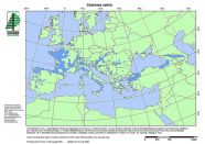 Europakarte mit blau eingefärbtem Verbreitungsgebiet. Dieses erstreckt sich in einem breiten West-Ost-Band von England, Frankreich und Portugal im Westen bis nach Georgien und die Türkei im Osten.