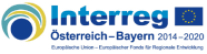 Logo mit blauem Schriftzug INTERREG Österreich-Bayern 2014-2020 sowie EU-Flagge.