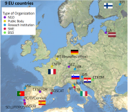 Europakarte mit eingetragenen FOREST4EU Projektpartnern