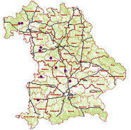 Karte Bayerns auf der die Standorte für die Mäuseprognose abgebildet sind.