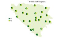 Karte von Bosnien und Herzogowina mit Kreisen darauf