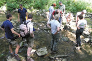 Gruppe Personen in einem Bach