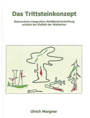 Weißes Buchcover mit kindlicher Zeichnugn von stehenden und gefällten Bäumen